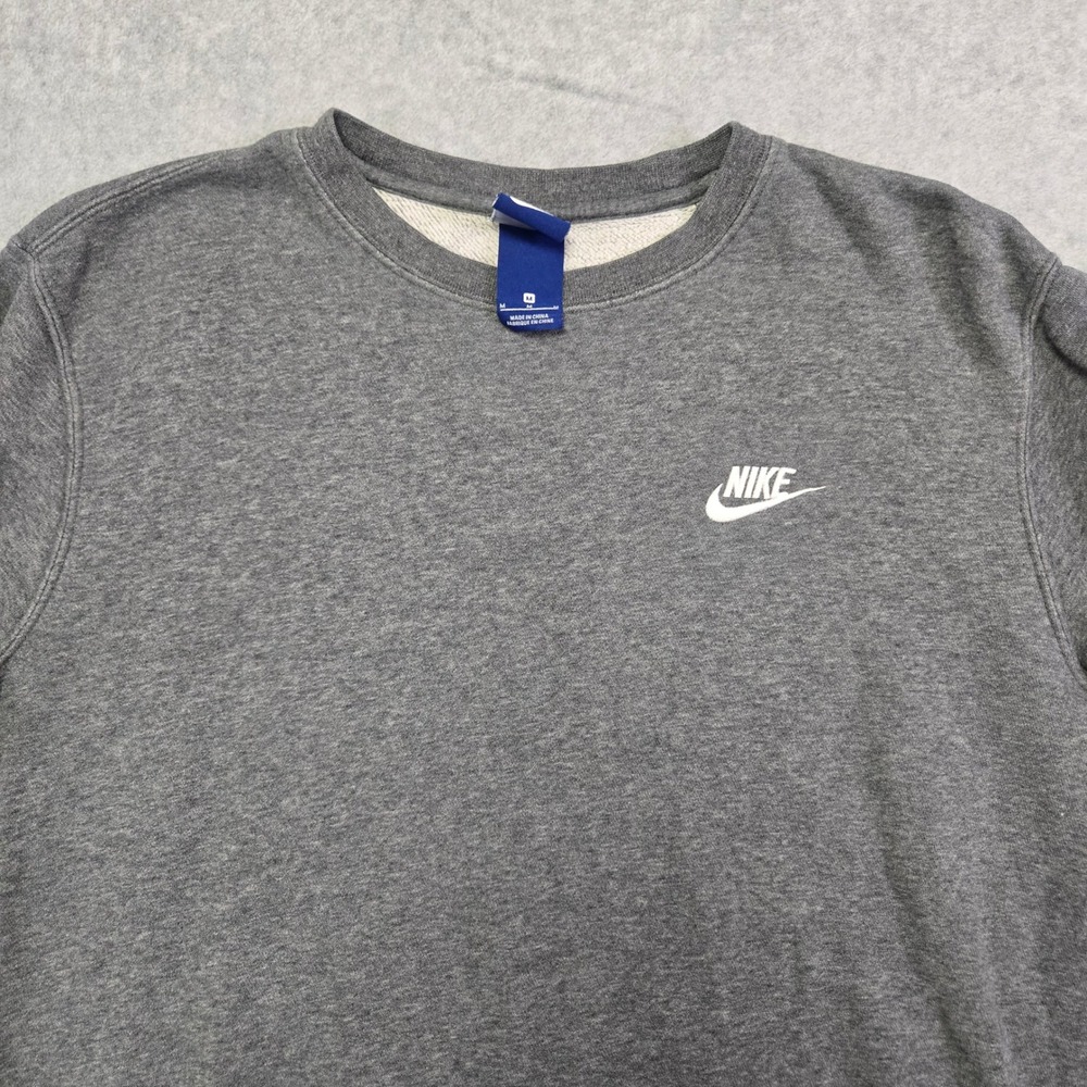 Nike Club Fleece Crewneck Sweatshirt Mens M Gray Swoosh Athletic 804340-071